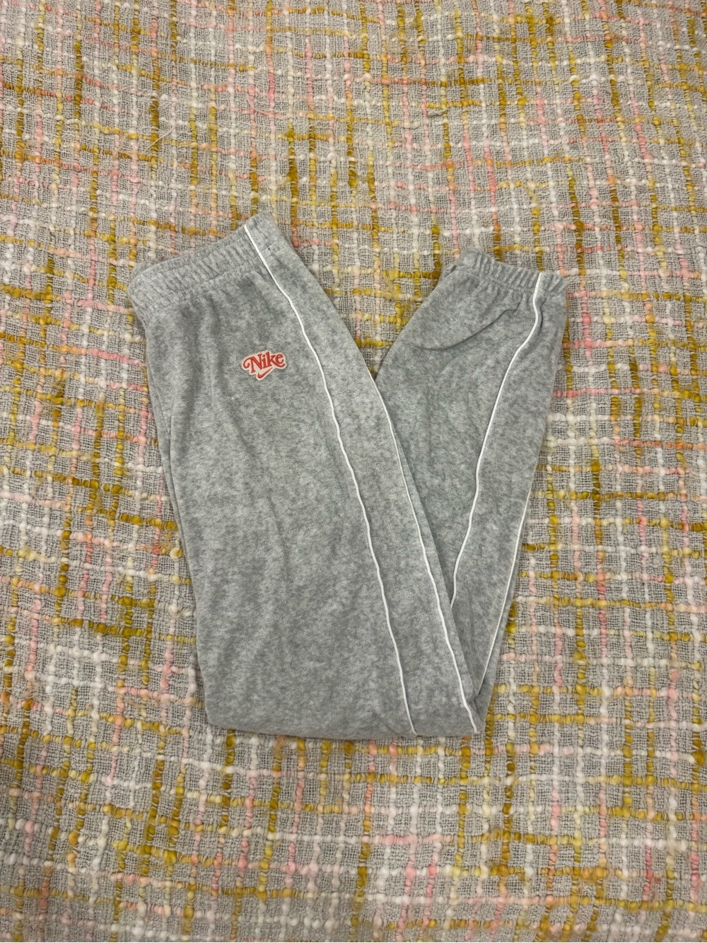 Nike Gray Jogger Pants with White Piping and Coral Logo
